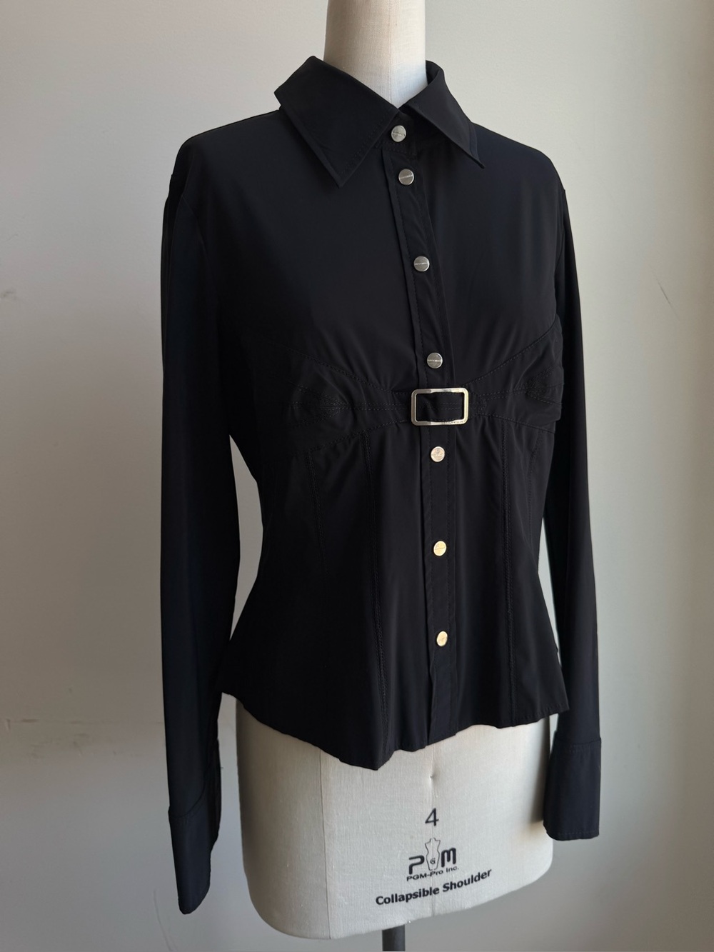 Karen Millen technical fabric silver detailing button down